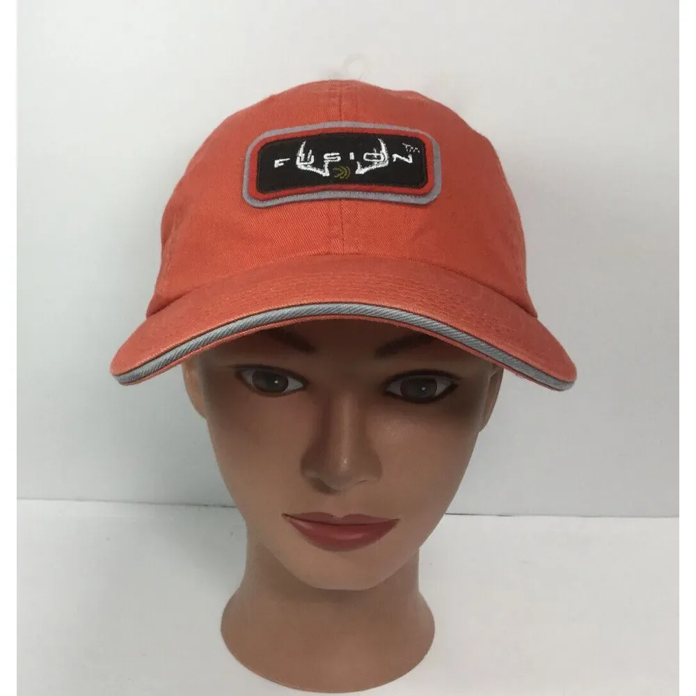 FUSION Hunting Hat‎ Khaki Orange Strap Back Baseball Cap Adjustable